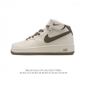 公司级 耐克 Nike Air Force 1 ‘07 HIGH 空军一号 AF1 高帮魔术贴百搭休闲厚底增高运动板鞋时尚男女鞋，柔软、弹性十足的缓震性能和出色