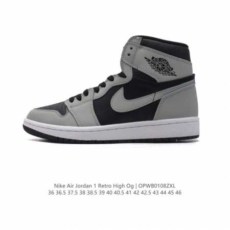 耐克 男女同款运动板鞋 Nike Air Jordan 1 Retro High Og 乔丹一代aj1 乔1 Aj1 篮球鞋复刻运动鞋。皮面高帮板鞋的设计灵感源 - 点击图像关闭