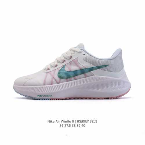 140 耐克 女鞋 Nike 耐克 Zoom Winflo 8 登月8代 气垫减震飞线透气运动跑步鞋，鞋面在前足部位采用半透明设计结合内层打孔细节，透气舒适。F