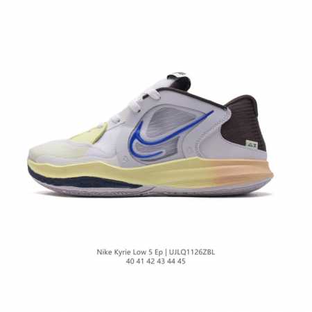 耐克 Nike Kyrie Low 5 Ep 欧文5代男士低帮休闲运动篮球鞋。鞋面在制作时加入tpu织物细线，保持鞋面刚性的同时又能提供不错韧性，包裹性、舒适度 - 点击图像关闭