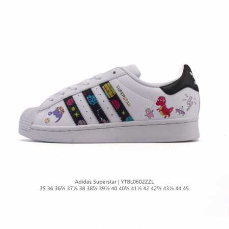 真标 阿迪达斯 Adidas Superstar 2025年新款鞋子 蛇年新款经典贝壳头系列 卡通印花 新款休闲板鞋潮流女士运动鞋 。鞋面柔软皮革拼接材质 标志 - 点击图像关闭