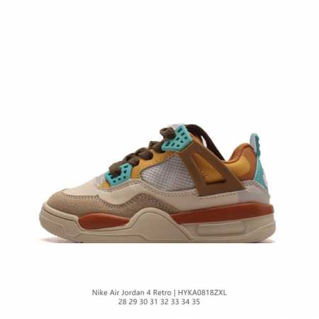 童鞋 耐克 Nike Air Jordan 4 Retro Og迈克尔 乔丹aj4代 Aj4 乔4 乔丹4代 中帮复古休闲运动文化篮球鞋儿童运动鞋。秉承轻量化的 - 点击图像关闭
