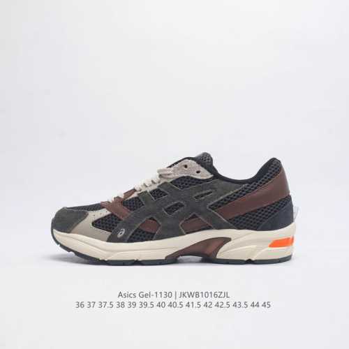 Asics 亚瑟士 新款情侣健步减震复古鞋gel-1130 男女时尚透气运动潮流耐磨休闲鞋 选用网眼与皮革相接，复古而富有层次感。网布搭配银色金属感线条，虎爪