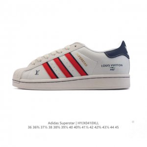 公司级 阿迪达斯 Adidas Superstar 三叶草经典贝壳头系列 新款休闲板鞋潮流男女士运动鞋 路易威登联名 。鞋面柔软皮革材质 标志性的贝壳鞋头，锯齿