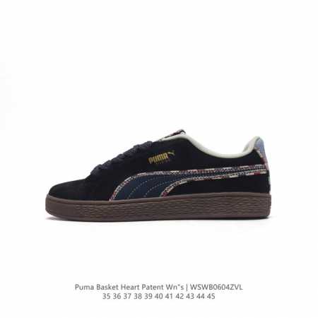 彪马 Puma Basket Heart Patent 男女士厚底增高休闲板鞋。Puma Basket以puma Suede为设计原型,1971年以篮球鞋为设计 - 点击图像关闭