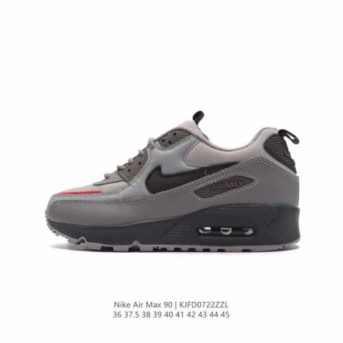 耐克 Nike Air Max90 运动鞋男女鞋--从设计到测试再到造型。脚趾周围的锯齿形边缘和部分浮动的swoosh提供精心制作的奢华感。多道工序小细节独立电