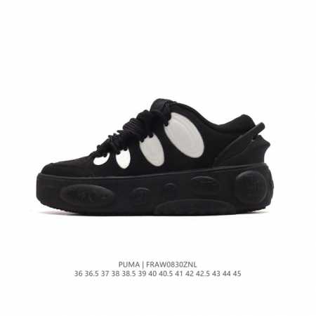 公司级 Puma彪马 男女运动板鞋 新款时尚缓震耐磨舒适低帮厚底增高休闲鞋。以经典篮球鞋外观为原型，将日常休闲感与篮球潮范巧妙结合，打造出彩造型感。复古配色的运 - 点击图像关闭