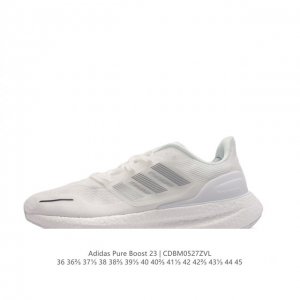 阿迪达斯adidas Pureboost 23W阿迪简约轻便透气爆米花休闲跑鞋。鞋款保持独特造型以及s型后跟设计 两侧支撑条提供安全稳定的支撑作用,后跟支撑片采