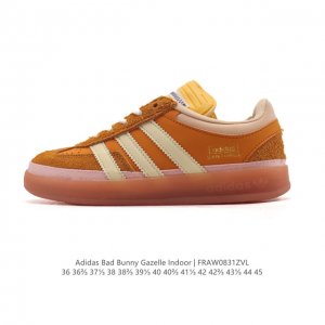 阿迪达斯 T 头鞋 系列Bad Bunny X Adidas Gazelle Indoor德训鞋 潮运动板鞋。Badbunny与Adidas再度联名，推出全新G