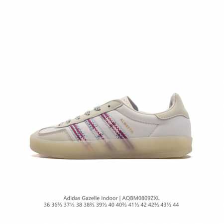 阿迪达斯 Adidas Originals Gazelle Indoor 复古三叶草防滑透明橡胶板鞋经典运动鞋。这款经典鞋,忠于原版设计,缀撞色三条纹和鞋跟饰片 - 点击图像关闭