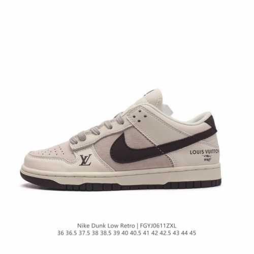 耐克 Nike Dunk Low Retro 运动鞋复古板鞋 路易威登联名运动鞋，作为 80 年代经典篮球鞋款，起初专为硬木球场打造，后来成为席卷街头的时尚标杆