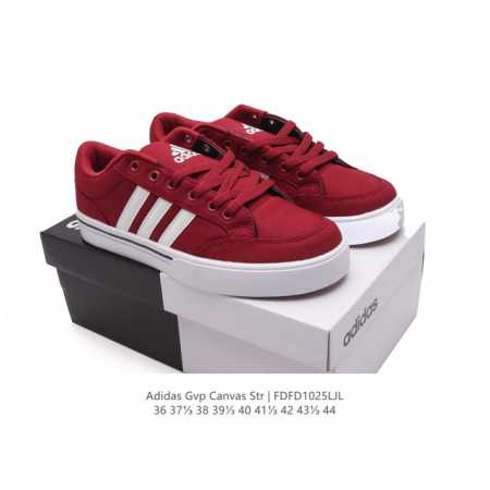 ADIDAS 阿迪达斯 GVP CANVAS STR 男女鞋 网球文化鞋 校园板鞋 低帮系带 帆布鞋 三叶草运动鞋。EVA中底轻质而且舒适，全橡胶大底经久耐用， - 点击图像关闭