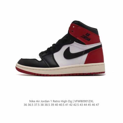 耐克 男女鞋 Nike Air Jordan 1 Retro High Og 乔丹一代aj1 乔1 Aj1 篮球鞋复刻运动鞋。皮面高帮板鞋的设计灵感源自运动夹克