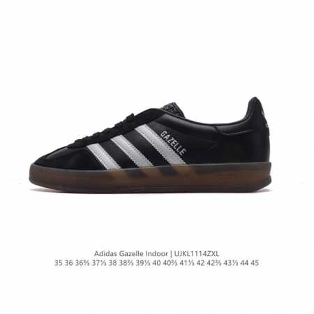 真标 阿迪达斯 Adidas Originals Gazelle Indoor复古三叶草防滑透明橡胶板鞋经典运动鞋。这款经典鞋,忠于原版设计,缀撞色三条纹和鞋跟 - 点击图像关闭