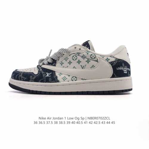 真标 耐克 Nike Air Jordan 1 Low Og Sp Military Blue Aj1乔1倒勾 路易威登联名 2025年新款 蛇年新款 低帮篮球