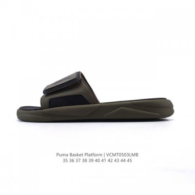 puma 彪马 Basket Platform 拖鞋男鞋女鞋新款一字拖 休闲鞋户外沙滩鞋 Puma魔术贴拖鞋 Puma新款魔术贴拖鞋，男女情侣款，夏季外穿，一字