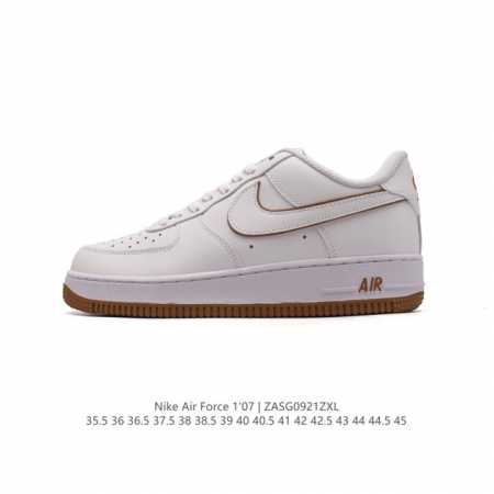 头层皮 耐克 Nike Air Force 1 '07 Low 空军一号含气垫 低帮百搭厚底增高休闲运动板鞋。柔软、弹性十足的缓震性能和出色的中底设计，横跨复古 - 点击图像关闭