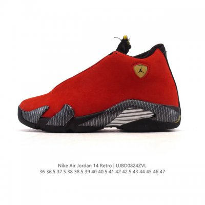 新品 Nike 耐克正品Air Jordan 14 Retro 乔丹14代 Aj14法拉利回归！舒适耐用 减震防滑耐磨 中帮 复古篮球鞋 男女同款 红色，潮流运