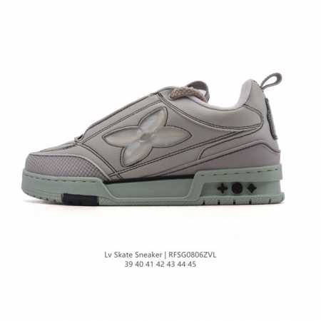 公司级 Lv Skate Sneaker 路易威登 2025年新款运动板鞋 蛇年限定 春夏秀场初次亮相，此次以粒面牛皮革焕新呈现。加垫鞋领和鞋舌援引滑板鞋设计， - 点击图像关闭