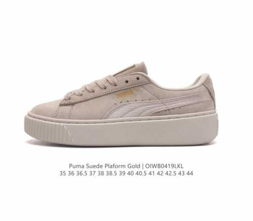 彪马运动鞋puma Suede Platform Gold 三明治厚底金标男女款复古休闲鞋增高运动鞋松糕跟板鞋，Puma Suede Platform Gold