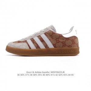 阿迪达斯 Adidas Originals X Gucci Gazelle 阿迪古驰联名经典休闲板鞋 复古男女运动鞋，融汇两个品牌丰富且历史悠久的典藏元素, A