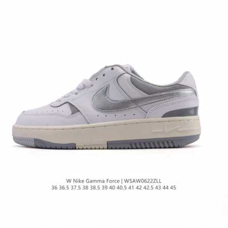 耐克 Nike Gamma Force 防滑减震耐磨低帮复古运动鞋休闲板鞋，Nike Gamma Force 运动鞋采用分层设计，混搭天然皮革和合成材质，焕新经 - 点击图像关闭