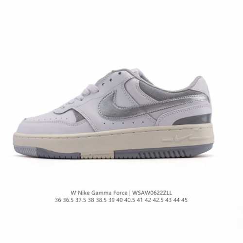 耐克 Nike Gamma Force 防滑减震耐磨低帮复古运动鞋休闲板鞋，Nike Gamma Force 运动鞋采用分层设计，混搭天然皮革和合成材质，焕新经