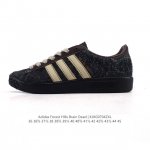 新品 阿迪达斯 Adidas Forest Hills联名款轻便缓震透气跑步运动鞋 防滑耐磨 舒适 时尚 运动休闲鞋 Brain Dead联名 黑色鞋面采用长毛