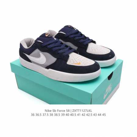 耐克nike Sb Force 58 运动滑板鞋。这是一款将前沿创新带入街头的单品，它具有硫化杯底，具有出色的耐用性和灵活性。使用柔软皮革和帆布拼接，在饰面上放 - 点击图像关闭