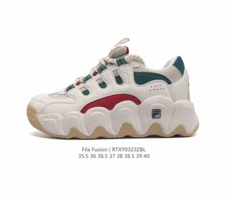 Fila 斐乐女鞋 2023官方新款透气猫爪鞋老爹鞋时尚复古运动鞋 鞋身采用皮革透气网面面料 时尚而又精致 采用均衡性能的发泡科技材料 提供均衡重量 回弹 缓震 - 点击图像关闭