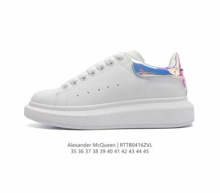 热销经典款 Alexandermcqueen 亚历山大 麦昆mcq 运动小白鞋厚底增高闪尾光滑牛皮平底鞋休闲鞋 时尚男女板鞋潮运动鞋 ，火爆到大街小巷无人不知， - 点击图像关闭