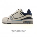 公司级 路易威登 Louis Vuitton Lv路易威登板鞋 时尚运动鞋潮厚底增高男女鞋。舒适防滑底和百搭性霸屏整个时尚娱乐圈，细节调整完美主义！采用柔软皮革