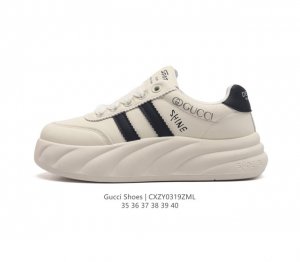 Gucci 古驰 百搭休闲运动板鞋 明星同款 小红书爆款小白鞋 厚底增高女士运动鞋 真标 2024Ss新色 经典高奢品牌gucci古驰 复古松糕跟休闲运动鞋 类