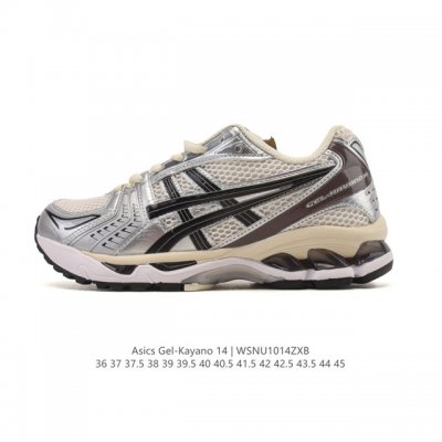 真标 亚瑟士 Asics Gel-Kayano 14 运动休闲透气专业缓震慢跑鞋。采用工程弹性双层再生网格密度鞋面材质，后跟3D可视Gel缓震乳胶物料，升级Ff