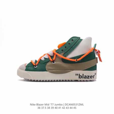 高端礼盒装 手提包装箱 耐克 Nike Blazer Mid '77 Jumbo 男女士运动板鞋 抓地板鞋 解构绑带 双鞋带 经典街头人气鞋款。采用人气传统外观 - 点击图像关闭