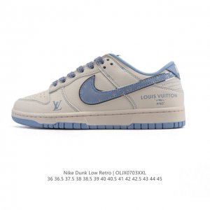 公司级 耐克 Nike Dunk Low Retro 运动鞋复古滑板鞋 路易威登联名。作为 80 年代经典篮球鞋款，起初专为硬木球场打造，后来成为席卷街头的时尚