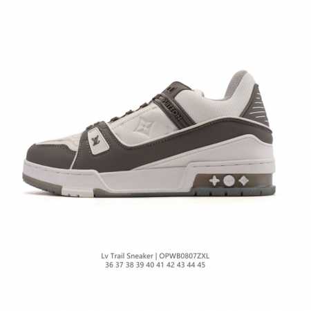 路易威登 Louis Vuitton Lv路易威登板鞋 时尚运动鞋潮厚底增高男女鞋。舒适防滑底和百搭性霸屏整个时尚娱乐圈，细节调整完美主义！采用柔软皮革拼接鞋面 - 点击图像关闭