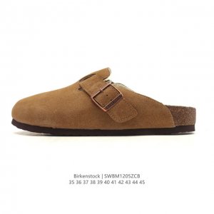 公司级 加绒 德国百年知名鞋履品牌 勃肯Birkenstock Boston Suede Shearling 波士顿系列休闲家居棉拖鞋 低帮牛皮绒面革复古软木底