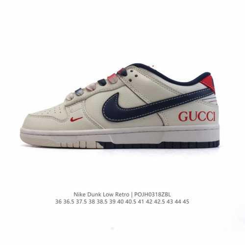 200 【公司级 头层皮】耐克 Nike Sb Dunk Low Pro 运动鞋复古板鞋 Gucci联名 潮滑板鞋。采用柔软皮革鞋面，经久耐穿，塑就如元年款 D