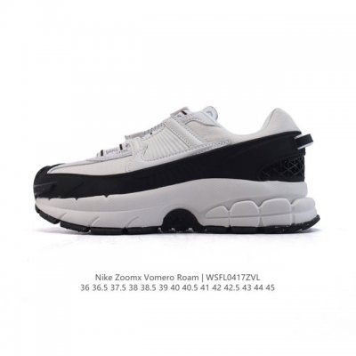 公司级耐克Nike Zoom Vomero Roam 马拉松复古跑五代休闲运动慢跑鞋 厚底增高老爹鞋。采用环保纤维革饰片组合网眼布鞋面材质 升级正确后跟Tpu加