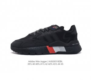 阿迪达斯 Adidas Nite Jogger 全新配色王嘉尔代言款男运动鞋 织物透气鞋面 夜行者 3M反光 真爆大底复古跑鞋 针织透气网布搭配皮革拼接打造鞋面