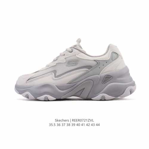 新款 Skechers 斯凯奇 男女士运动跑步鞋 老爹鞋 Stamina 网面透气 轻便防滑 减震舒适 耐磨 复古 时尚 拼接 休闲 厚底增高运动鞋舒适百搭不累