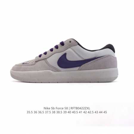 耐克Nike Sb Force 58 运动滑板鞋。这是一款将前沿创新带入街头的单品，它具有硫化杯底，具有出色的耐用性和灵活性。使用柔软皮革和帆布拼接，在饰面上放 - 点击图像关闭