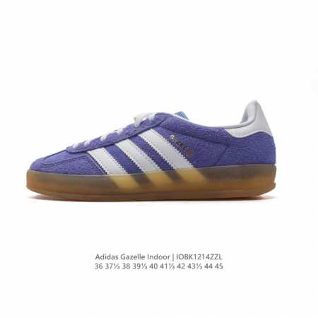 阿迪达斯 Adidas Originals Gazelle Indoor复古三叶草防滑透明橡胶板鞋经典运动鞋。这款经典鞋,忠于原版设计,缀撞色三条纹和鞋跟饰片。 - 点击图像关闭
