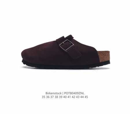 防水真皮 德国百年知名鞋履品牌 博肯birkenstock Boston Vl 勃肯绒面金属针扣软木底包头拖鞋 牛皮绒面革质地柔软 搭配可调节鞋扣提升穿着舒适度 - 点击图像关闭