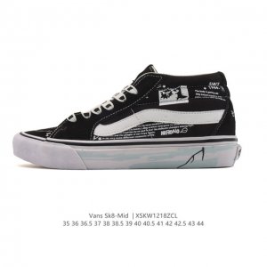 万斯Vans范斯 经典系列 Sk8-Mid 中帮帆布拼接鞋 休闲运动硫化板鞋 情侣鞋时尚复古男女鞋。 类型：男女鞋 码数：35-44含硫化 编码：Xskw121