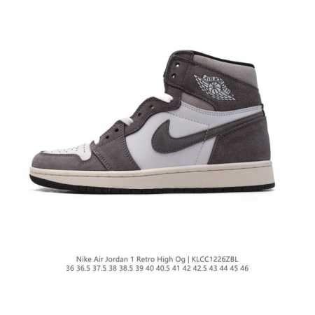 耐克 男女同款运动板鞋 Nike Air Jordan 1 Retro High Og 乔丹一代aj1 乔1 Aj1 篮球鞋复刻运动鞋。皮面高帮板鞋的设计灵感源 - 点击图像关闭