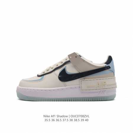 Nike 耐克低帮板鞋 空军一号 Af1马卡龙 Af1厚底增高百搭运动板鞋 Nike Air Force 1 “Shadow” 造型设计上与 Sacai X N - 点击图像关闭