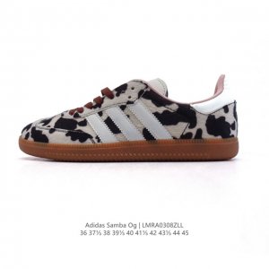 130 阿迪达斯 德训鞋 Adidas Originals Samba Og Shoes 经典运动鞋小白鞋 奶牛花纹 「T头鞋」男女板鞋 彰显休闲摩登风情的时尚