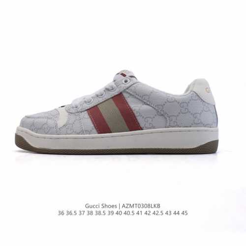 120 古驰男女鞋（Gucci） Screener系列做旧脏脏鞋时尚厚底增高复古板鞋潮运动鞋，复古学院风款式与融入怀旧运动服风格的面料风靡数十年，不同风格演绎出